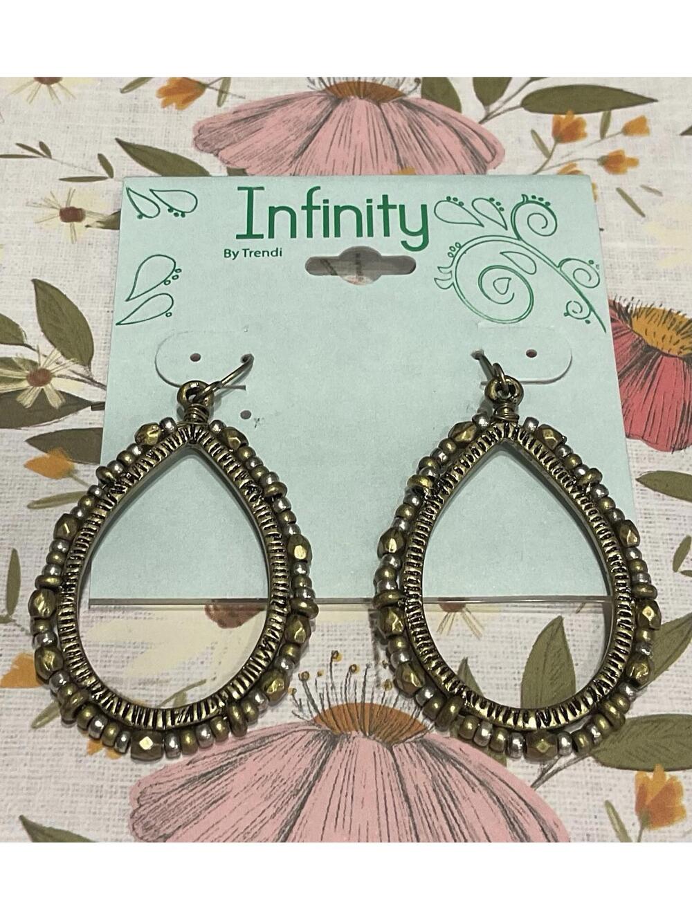 NWT Infinity By Trending Gold Tone Silver Tone Open Tear Drop Earrings #1040